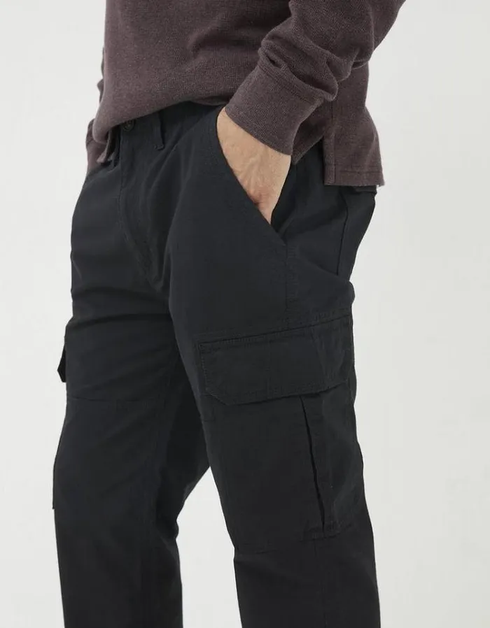 Men FatFace Pants and Chinos Corby Ripstop Cargo Trousers Washed Black