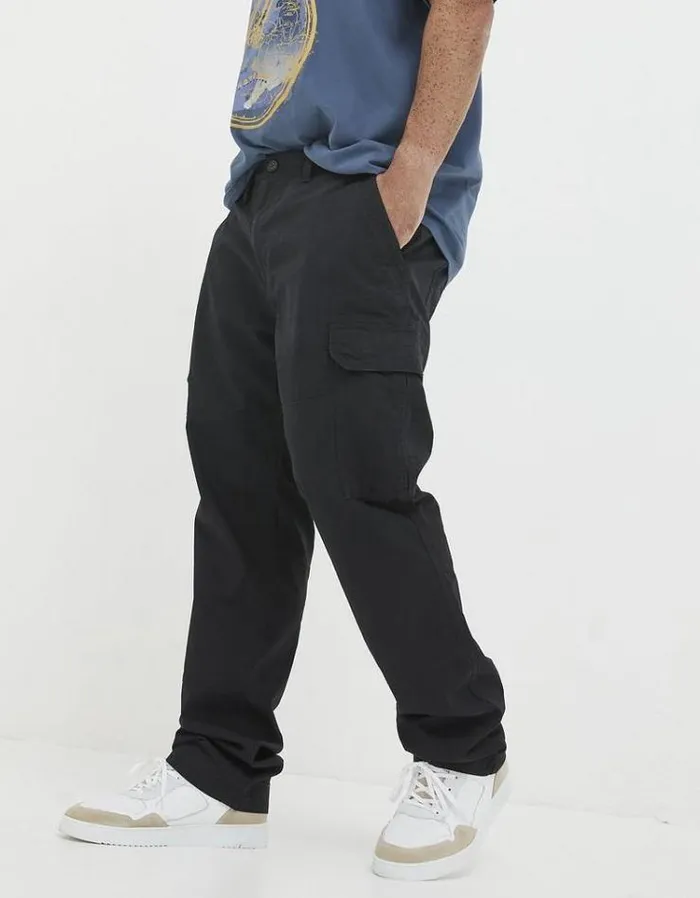 Men FatFace Pants and Chinos Corby Ripstop Cargo Trousers Washed Black