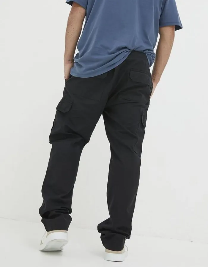 Men FatFace Pants and Chinos Corby Ripstop Cargo Trousers Washed Black