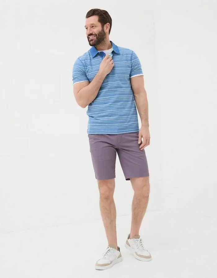 Men FatFace Polo Shirts Penzance Stripe Polo Light Blue