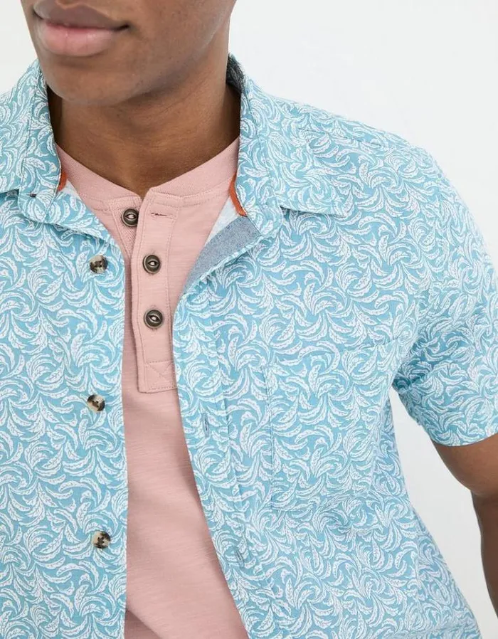 Men FatFace Shirts Banana Leaf Print Shirt Blue