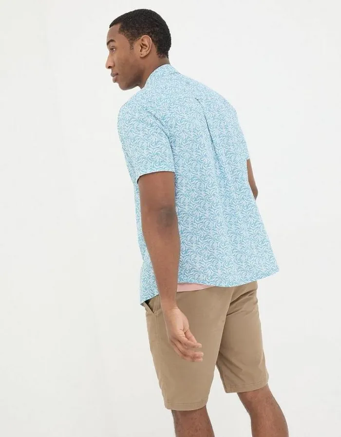 Men FatFace Shirts Banana Leaf Print Shirt Blue