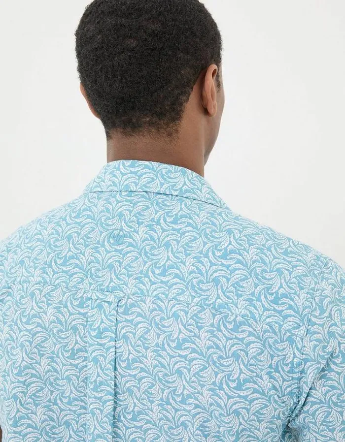 Men FatFace Shirts Banana Leaf Print Shirt Blue