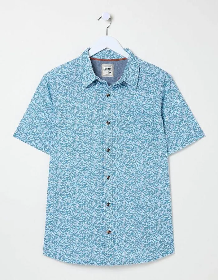 Men FatFace Shirts Banana Leaf Print Shirt Blue