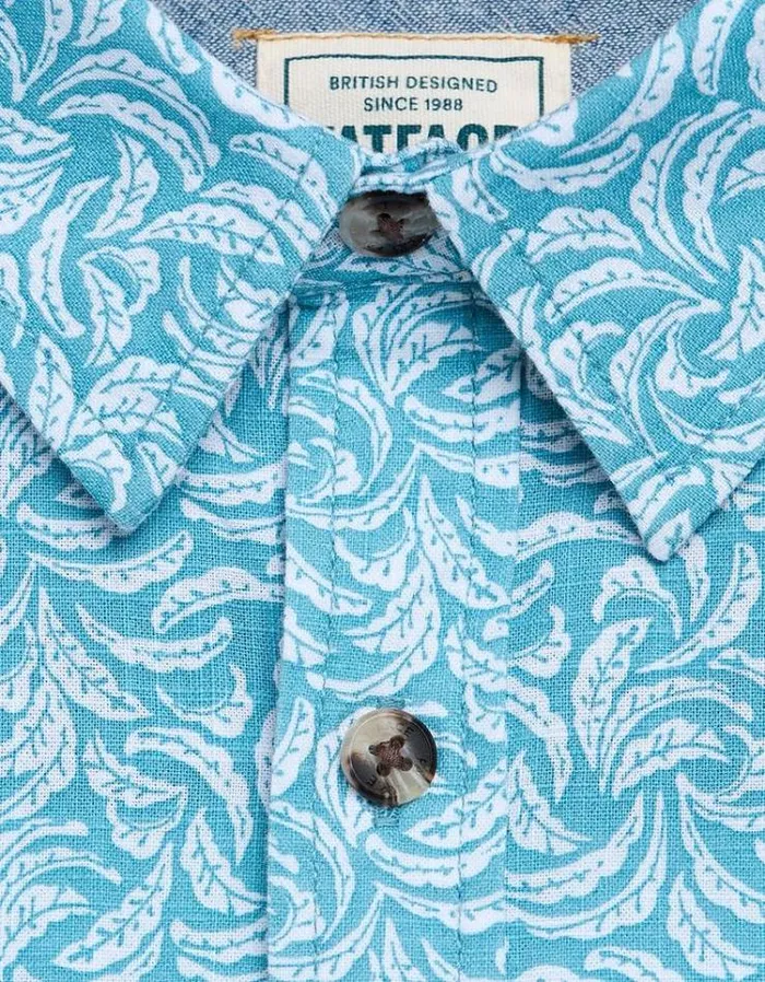 Men FatFace Shirts Banana Leaf Print Shirt Blue