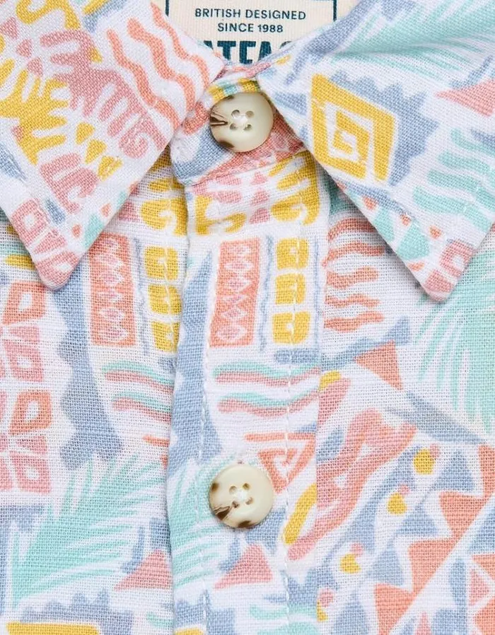 Men FatFace Shirts Retro Tile Print Shirt Multi