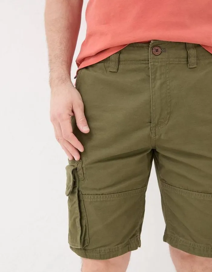 Men FatFace Shorts Breakyard Organic Cotton Cargo Shorts Khaki Green