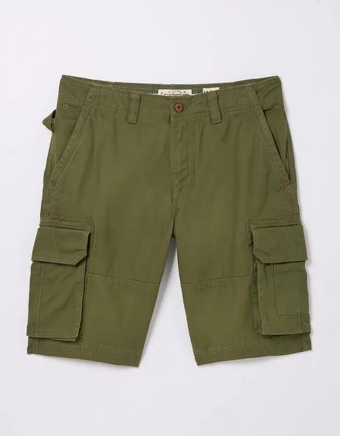 Men FatFace Shorts Breakyard Organic Cotton Cargo Shorts Khaki Green