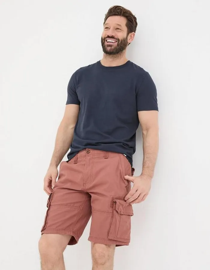 Men FatFace Shorts Breakyard Organic Cotton Cargo Shorts Washed Red