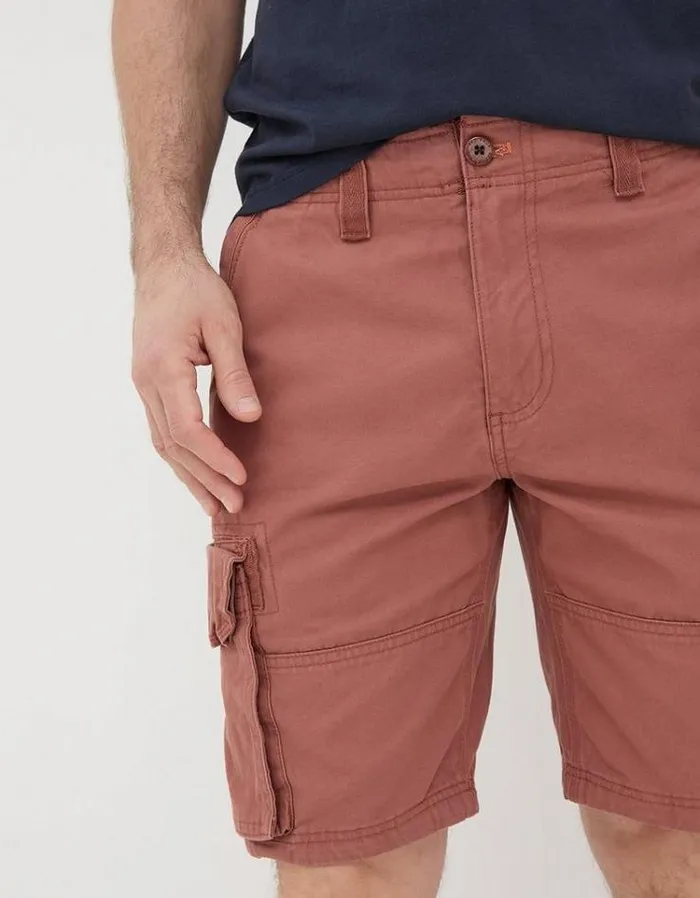 Men FatFace Shorts Breakyard Organic Cotton Cargo Shorts Washed Red
