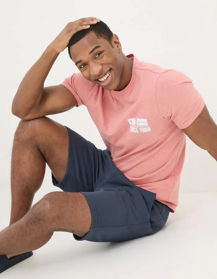 Men FatFace Shorts Cambourne Jersey Shorts Navy