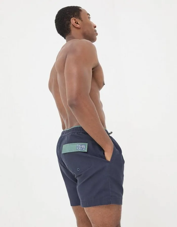 Men FatFace Swimwear Trevose Plain Swim Shorts Navy