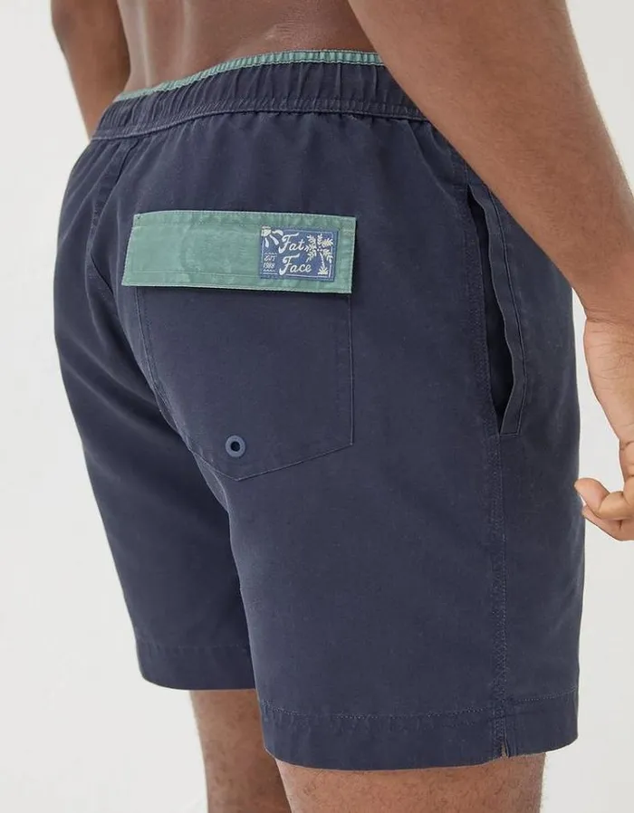 Men FatFace Swimwear Trevose Plain Swim Shorts Navy