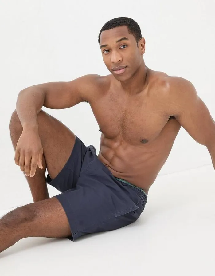 Men FatFace Swimwear Trevose Plain Swim Shorts Navy
