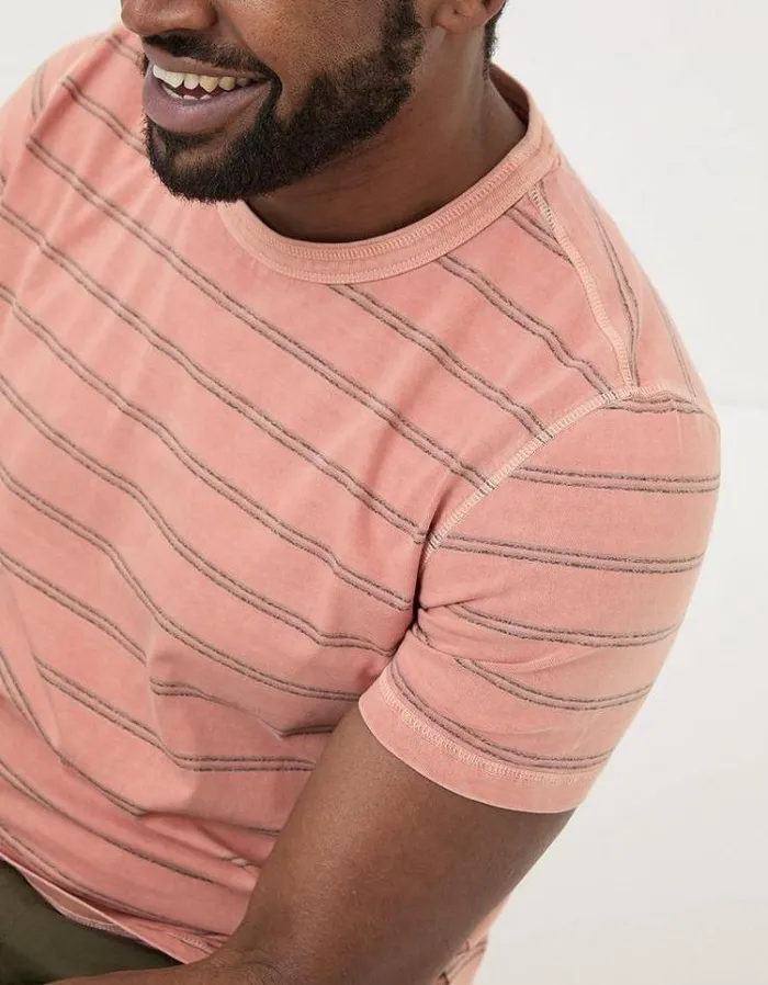 Men FatFace Vacation Shop Ellesmere Stripe TShirt Light Orange