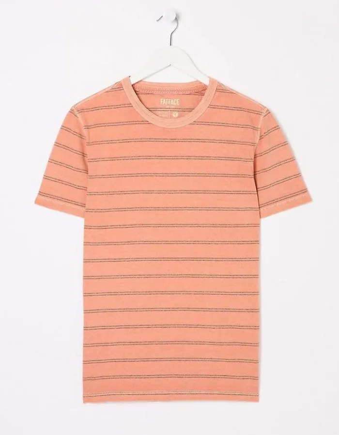 Men FatFace Vacation Shop Ellesmere Stripe TShirt Light Orange