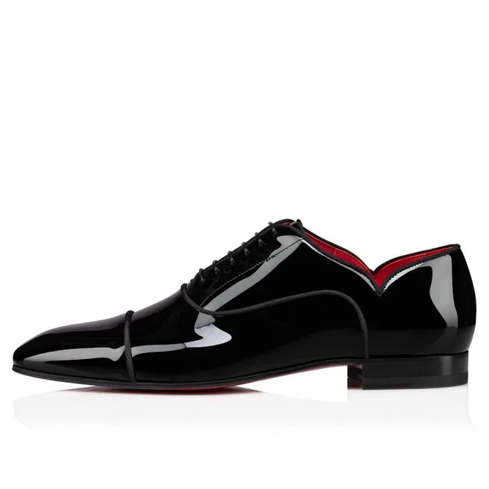 Men Greggy Chick Laceup Shoes 8211 Patent Calf Leather 8211 Black Christian Louboutin Buckles and Laceups