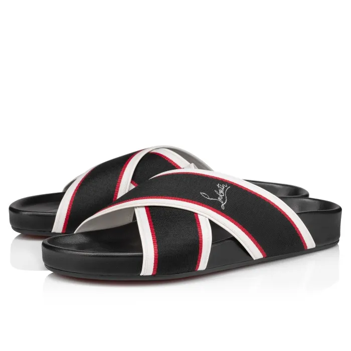 Men Hot Cross Bizz Mules 8211 Ribbon And Nappa Leather 8211 Black Christian Louboutin Sandals and Espadrilles