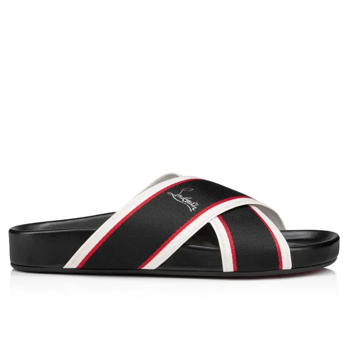 Men Hot Cross Bizz Mules 8211 Ribbon And Nappa Leather 8211 Black Christian Louboutin Sandals and Espadrilles