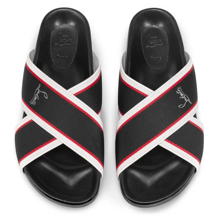 Men Hot Cross Bizz Mules 8211 Ribbon And Nappa Leather 8211 Black Christian Louboutin Sandals and Espadrilles