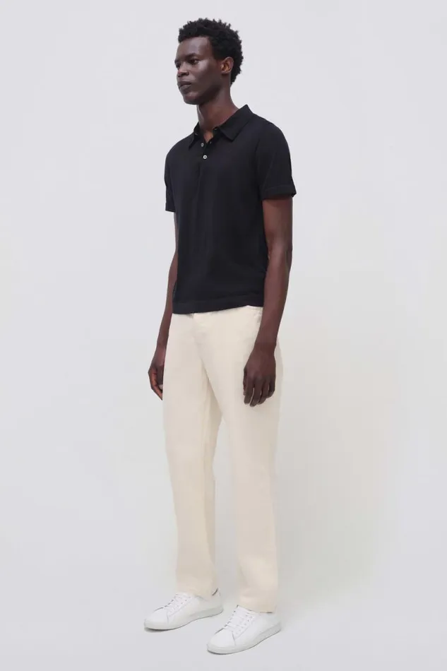 Men Knitwear Jonathan Simkhai Barron Polo Black Polo Shirt