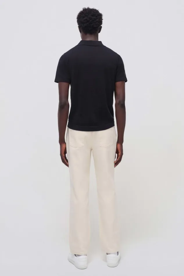 Men Knitwear Jonathan Simkhai Barron Polo Black Polo Shirt