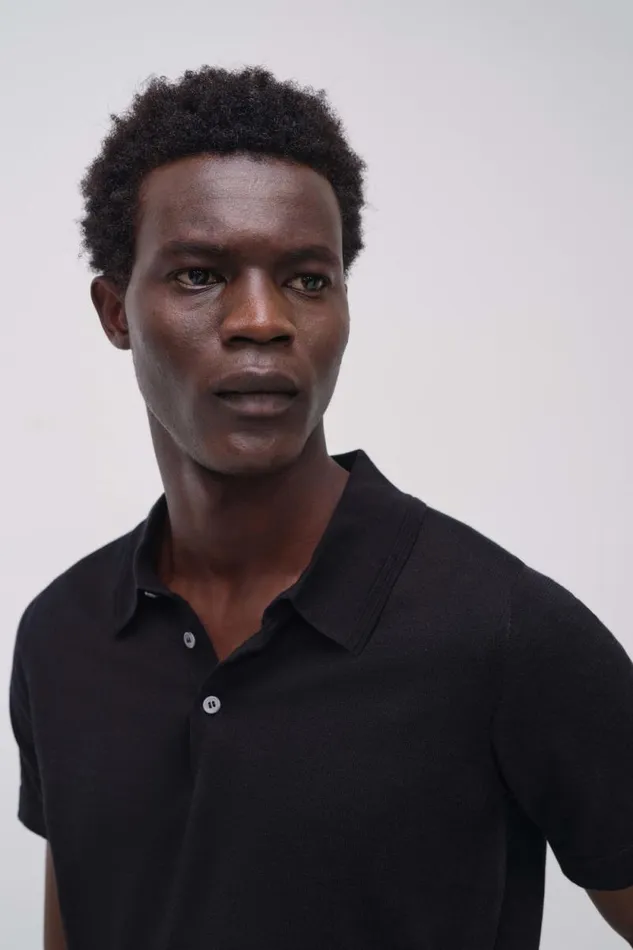 Men Knitwear Jonathan Simkhai Barron Polo Black Polo Shirt