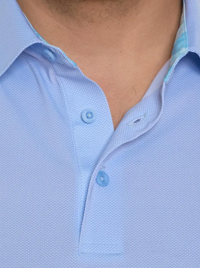 Men Long Sleeve Button Down Shirts Robert Graham ALASTOR LONG SLEEVE PERFORMANCE POLO Light Blue