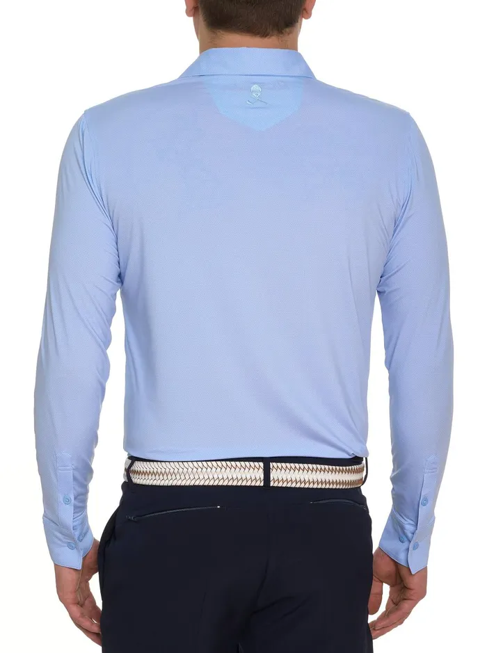 Men Long Sleeve Button Down Shirts Robert Graham ALASTOR LONG SLEEVE PERFORMANCE POLO Light Blue