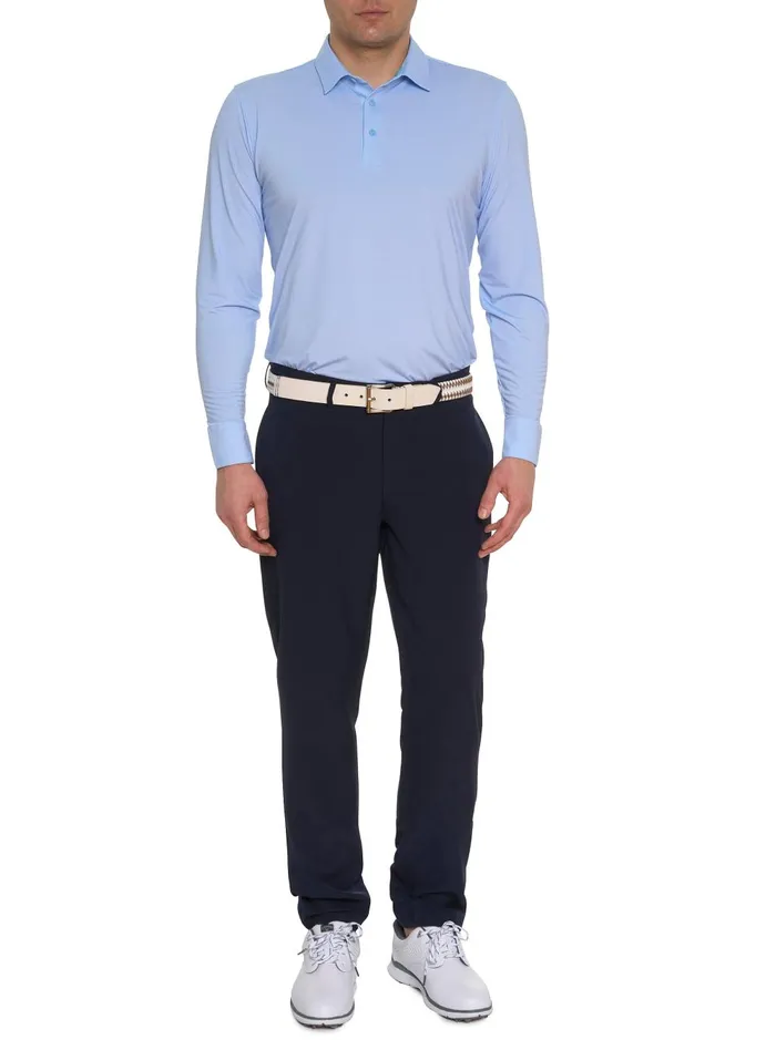 Men Long Sleeve Button Down Shirts Robert Graham ALASTOR LONG SLEEVE PERFORMANCE POLO Light Blue