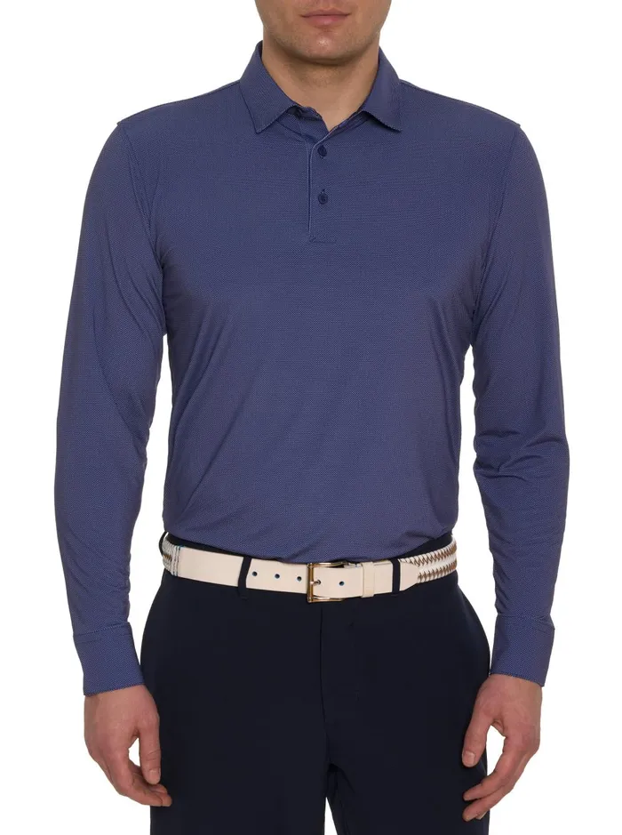 Men Long Sleeve Button Down Shirts Robert Graham ALASTOR LONG SLEEVE PERFORMANCE POLO Light Blue