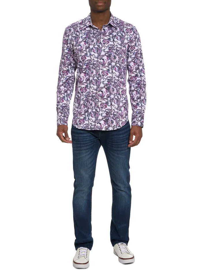Men Long Sleeve Button Down Shirts Robert Graham CICCIO LONG SLEEVE BUTTON DOWN SHIRT BIG Wine
