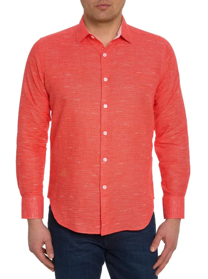 Men Long Sleeve Button Down Shirts Robert Graham DANIELS LONG SLEEVE BUTTON DOWN SHIRT Coral
