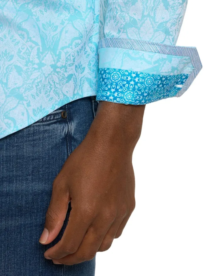 Men Long Sleeve Button Down Shirts Robert Graham HIGHLAND LONG SLEEVE BUTTON DOWN SHIRT Mint