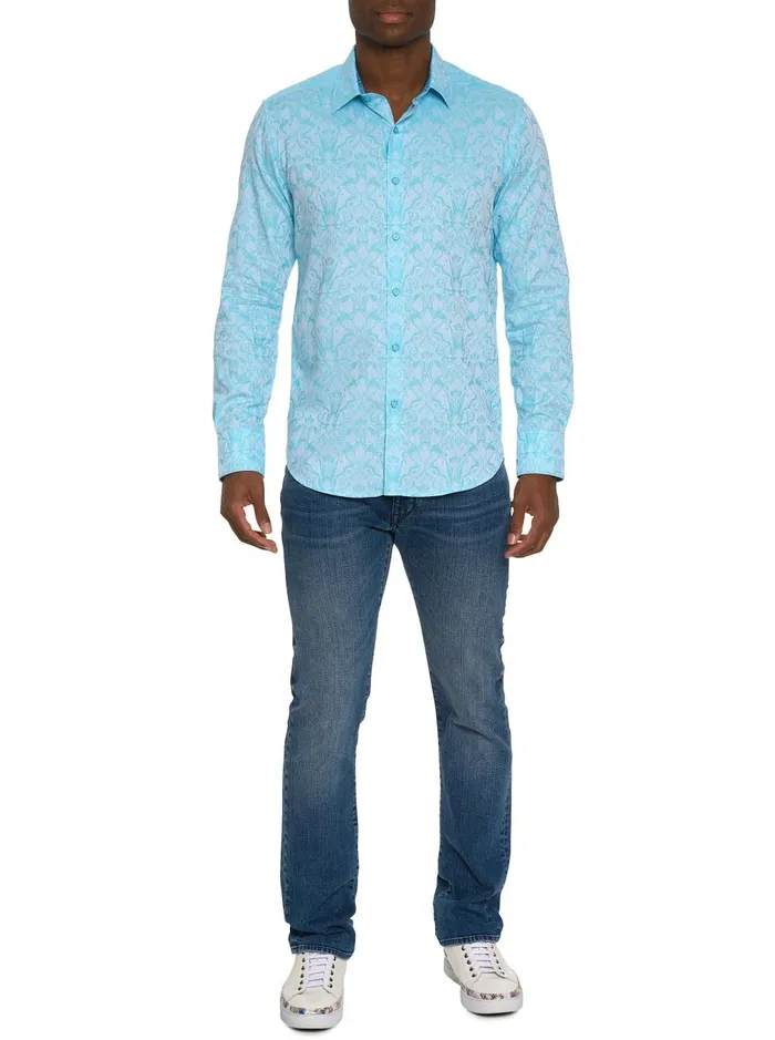 Men Long Sleeve Button Down Shirts Robert Graham HIGHLAND LONG SLEEVE BUTTON DOWN SHIRT Mint