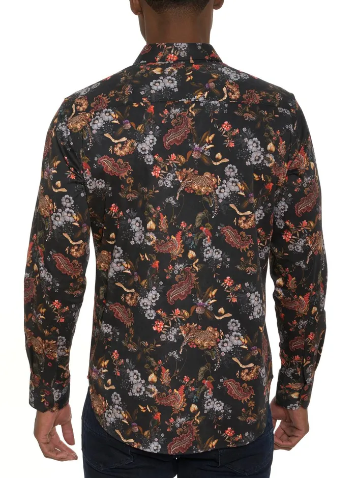 Men Long Sleeve Button Down Shirts Robert Graham THE LEO LONG SLEEVE BUTTON DOWN SHIRT Black