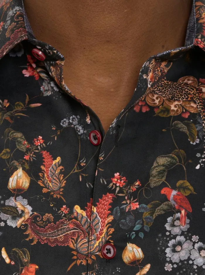 Men Long Sleeve Button Down Shirts Robert Graham THE LEO LONG SLEEVE BUTTON DOWN SHIRT Black