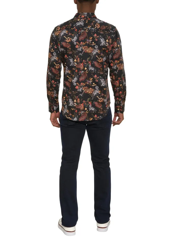 Men Long Sleeve Button Down Shirts Robert Graham THE LEO LONG SLEEVE BUTTON DOWN SHIRT Black