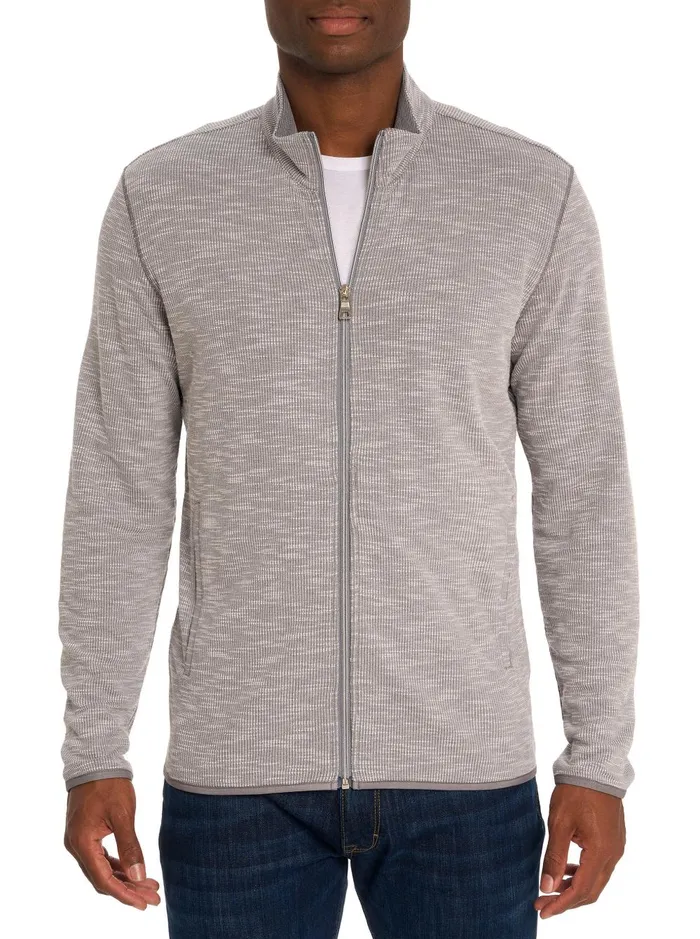 Men Long Sleeve Knits Robert Graham KOBRA FULL ZIP LONG SLEEVE KNIT Light Grey