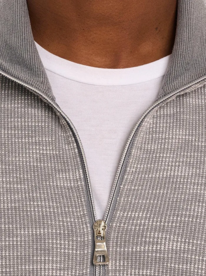 Men Long Sleeve Knits Robert Graham KOBRA FULL ZIP LONG SLEEVE KNIT Light Grey