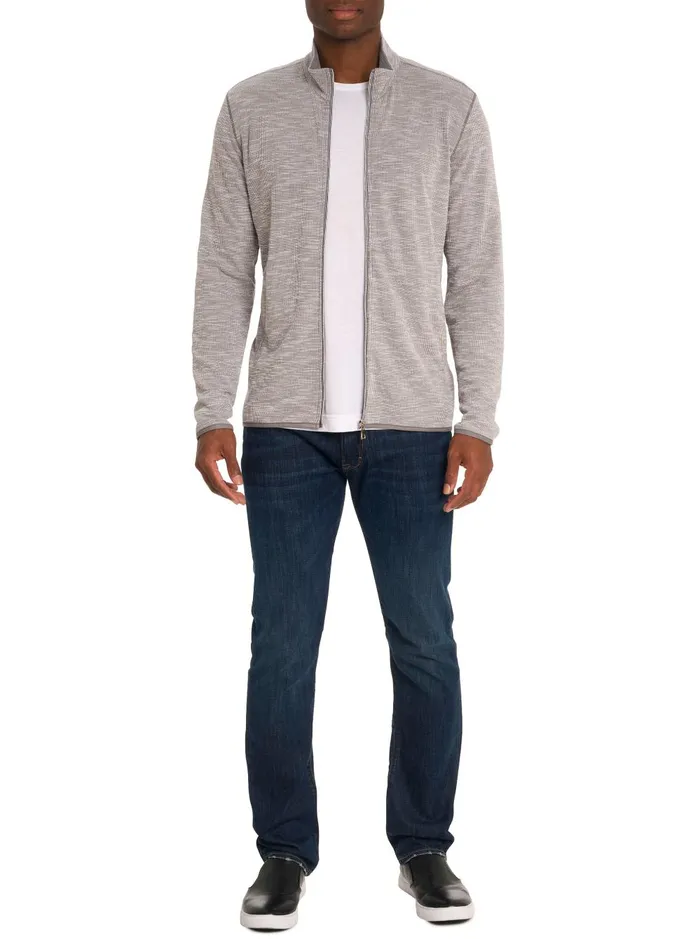 Men Long Sleeve Knits Robert Graham KOBRA FULL ZIP LONG SLEEVE KNIT Light Grey