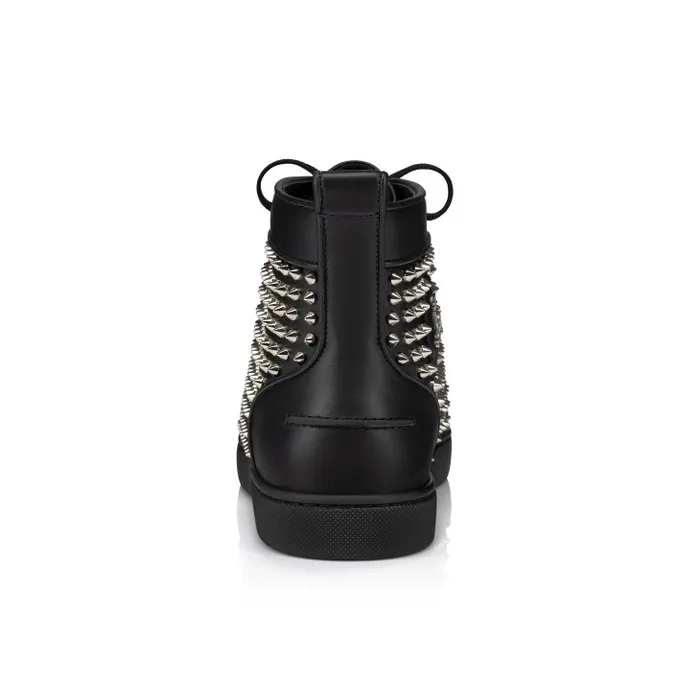 Men Louis Spikes HighTop Sneakers 8211 Calf Leather And Spikes 8211 Black Christian Louboutin Sneakers