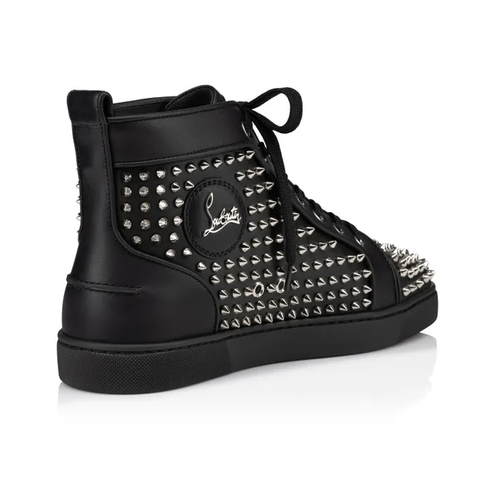 Men Louis Spikes HighTop Sneakers 8211 Calf Leather And Spikes 8211 Black Christian Louboutin Sneakers