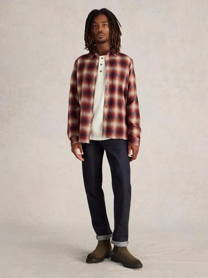 Men Moxley Flannel Checked Shirt Red Multi White Stuff Shirts