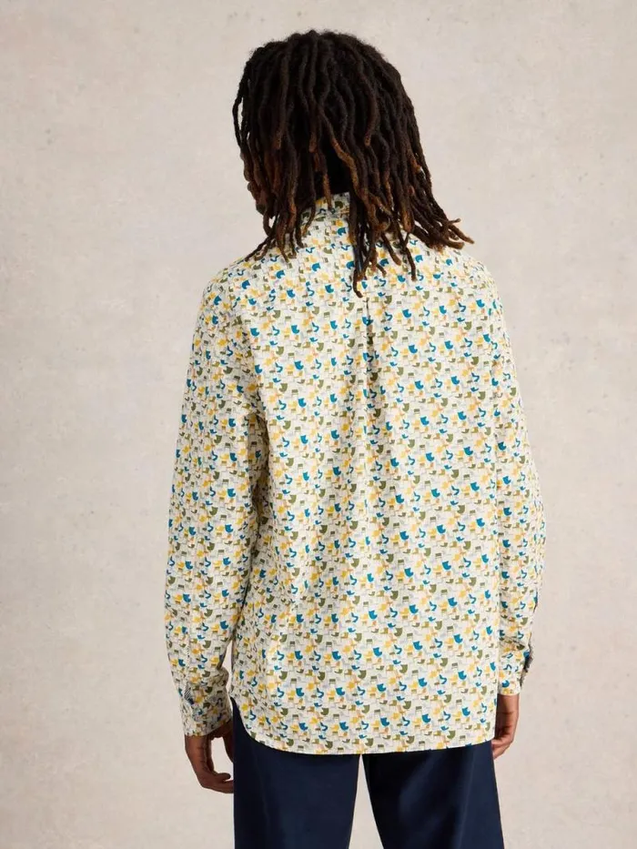 Men Multi Chair Printed Shirt White Multi White Stuff Shirts