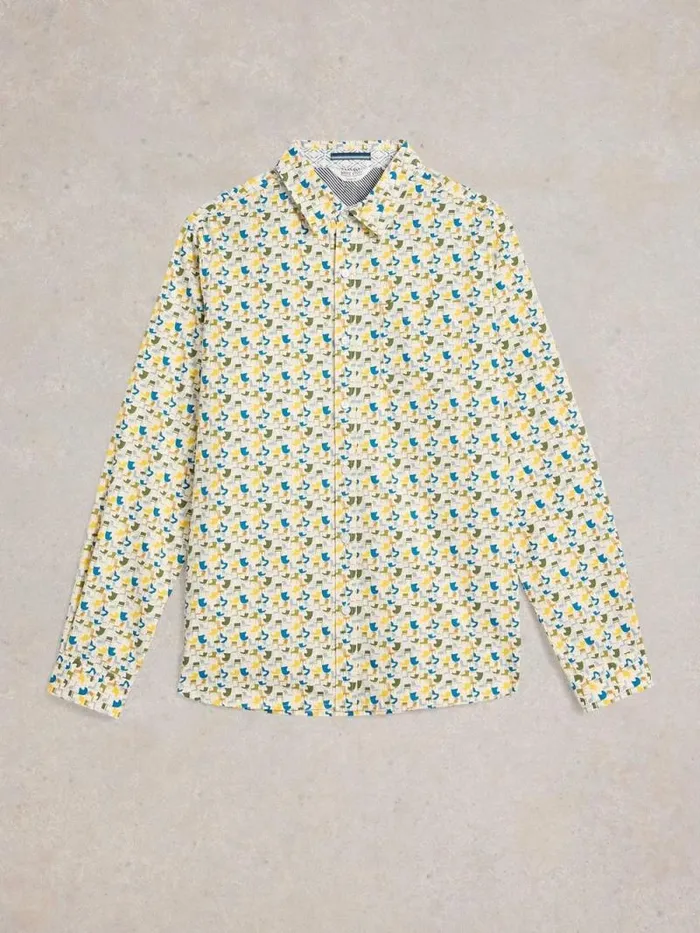 Men Multi Chair Printed Shirt White Multi White Stuff Shirts