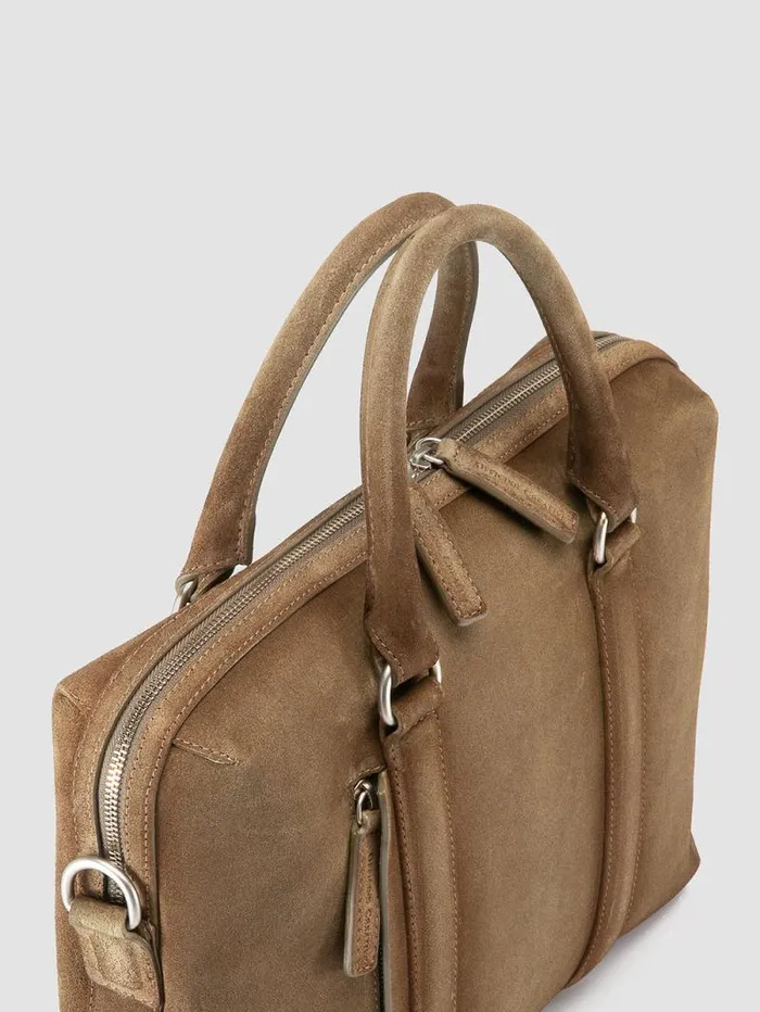 Men Officine Creative Accessories QUENTIN 019 Taupe Suede Briefcase Men Officine Creative Accessories QUENTIN 019 Taupe Suede Briefcase