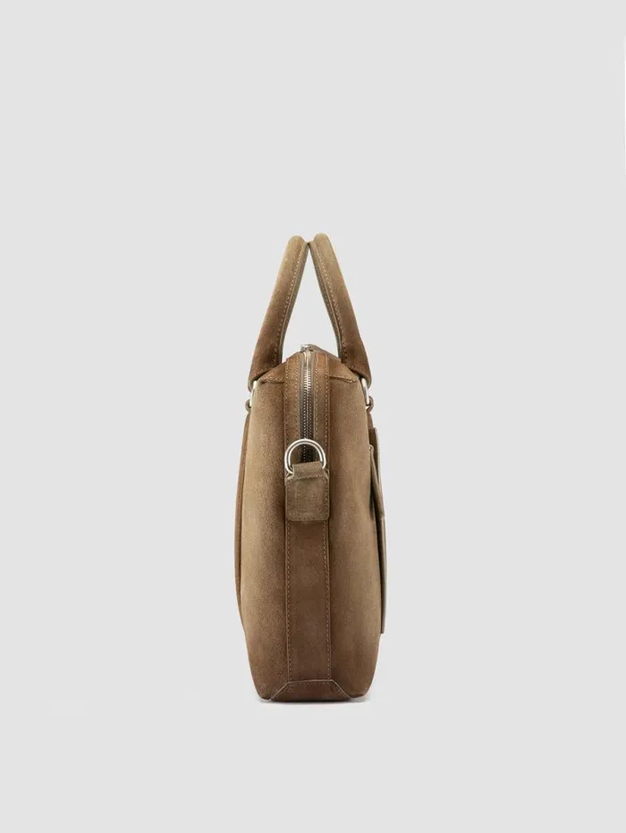 Men Officine Creative Accessories QUENTIN 019 Taupe Suede Briefcase Men Officine Creative Accessories QUENTIN 019 Taupe Suede Briefcase