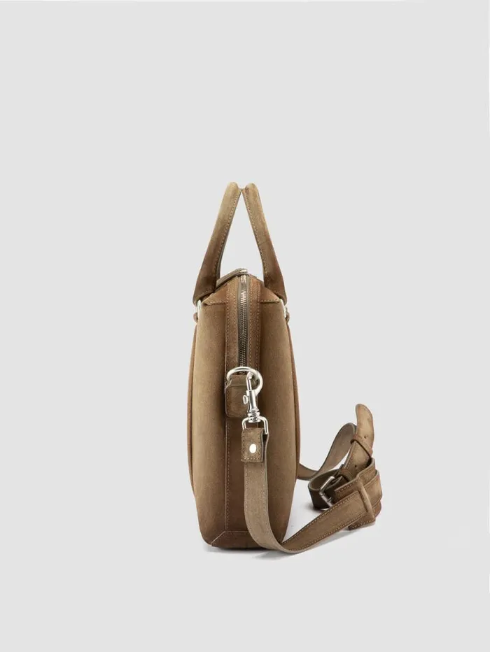 Men Officine Creative Accessories QUENTIN 019 Taupe Suede Briefcase Men Officine Creative Accessories QUENTIN 019 Taupe Suede Briefcase