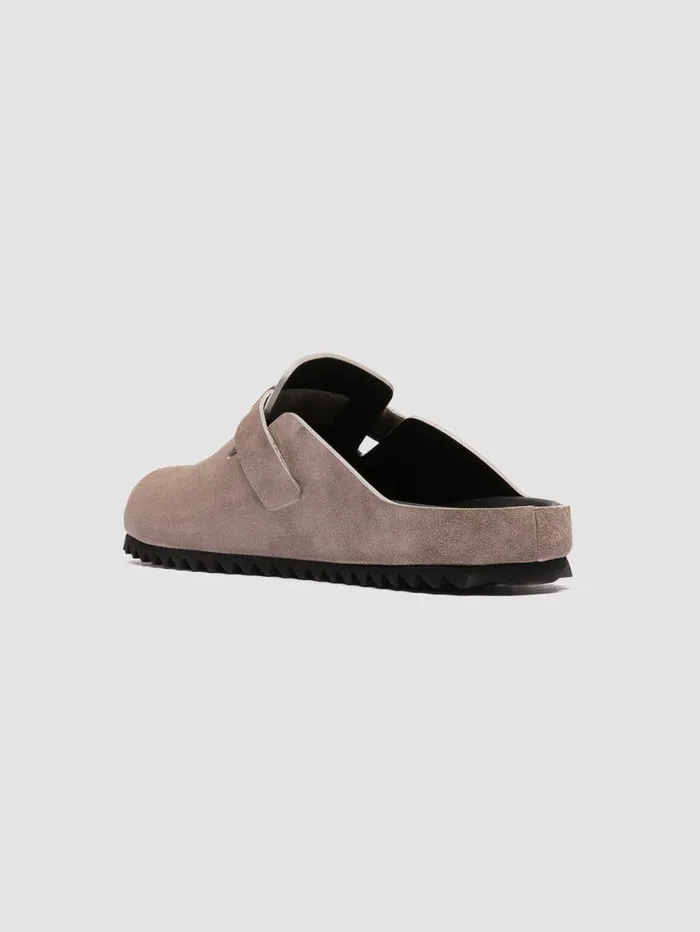 Men Officine Creative Footwear AGOR 012 Taupe Suede Mule Sandals Men Officine Creative Footwear AGOR 012 Taupe Suede Mule Sandals